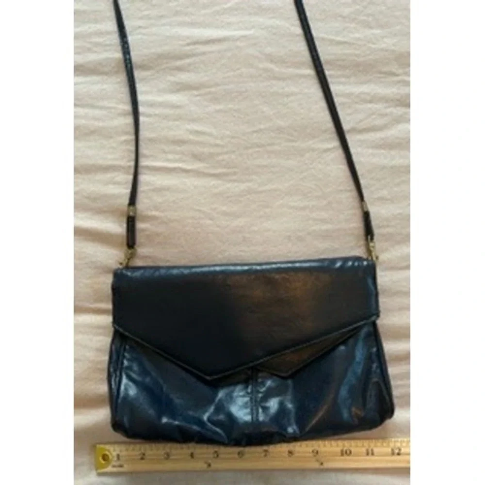 Vintage Navy Blue Envelope Crossbody Bag Faux Leather Asymmetric Flap Purse